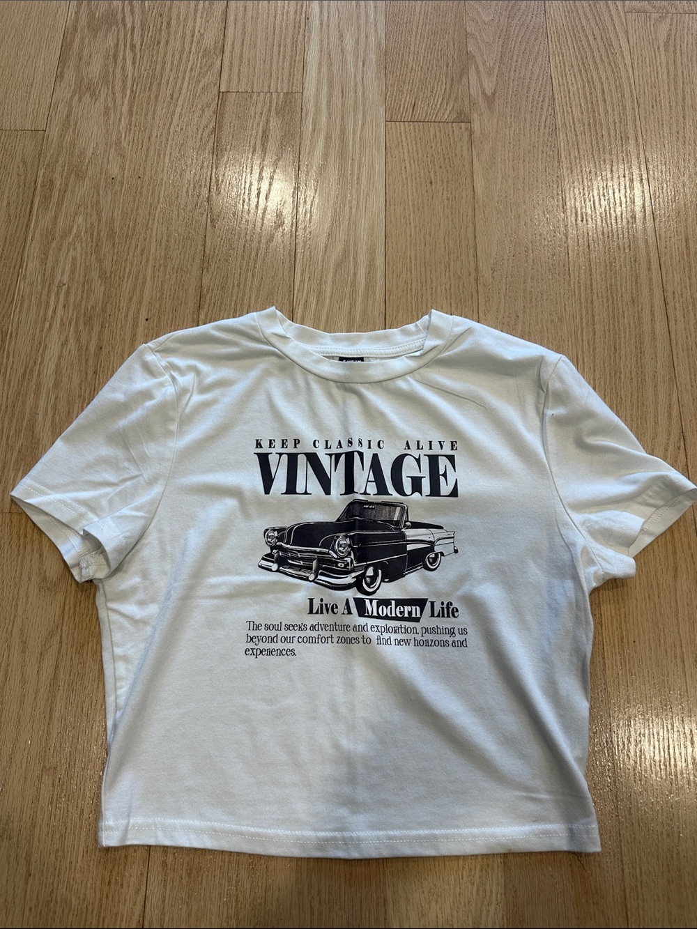 SHEIN White Graphic 'VINTAGE' Short Sleeve Tee